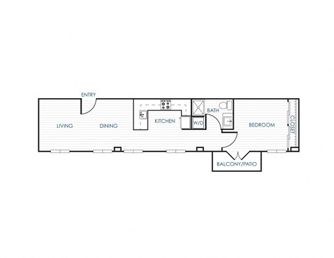 Floor plan for 1 bed, 1 bath, 807 sqft